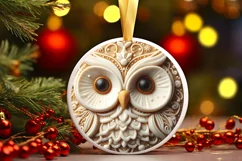 Round 3D Martzipan Christmas Owl Sublimation PNG Product Image 3