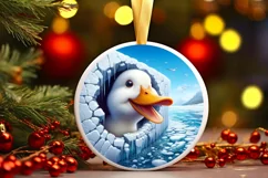 Duck in Icy Wall Round Ornament Sublimation PNG Product Image 3