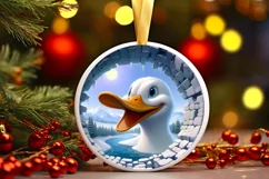 Duck in Icy Wall Round Ornament Sublimation PNG Product Image 2