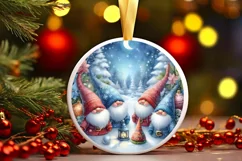 Winter Gnomes Round Ornament Sublimation PNG Product Image 2
