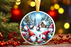 Winter Gnomes Round Ornament Sublimation PNG Product Image 2
