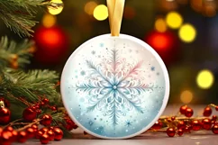 Snowflake Christmas Round Ornament Sublimation PNG Product Image 2