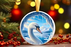 Melting Ice Wall Swan Digital Painting Sublimation PNG Product Image 3