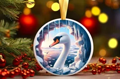 Swan Smiling Round Ornament Sublimation PNG Product Image 1