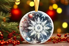 Snow Flake Round Ornament Sublimation PNG Product Image 3