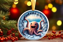 Icy Wall Octopus Painting Sublimation PNG Product Image 1