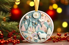 Round Christmas Ornament Sublimation|Clipart Product Image 3