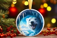 Polar Bear Smiling Round Ornament Sublimation PNG Product Image 3