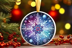 snow flake Round Ornament Sublimation PNG Product Image 1