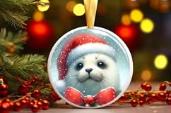 Melting Winter Scene Seal Round Ornament Sublimation PNG Product Image 3
