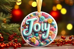 Pastel 3D Joy Round Sticker Ornament PNG Product Image 3