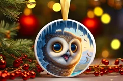 Owl Smiling Round Ornament Sublimation PNG Product Image 2