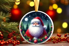Santa Christmas Round Sticker PNG Product Image 1