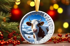 Cow Smiling Round Ornament Sublimation PNG Product Image 2