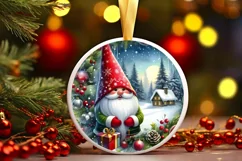 Colorful Gnome Christmas Ornament PNG Product Image 3