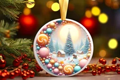 Pastel Christmas Candy Scene Sublimation PNG Product Image 2