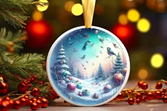 Round Christmas Ornament with Birds PNG Product Image 1