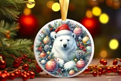 Polar Bear Round Ornament Sublimation PNG Product Image 3