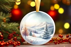 Round Christmas Ornament with Spain Winter Scene PNG Product Image 1