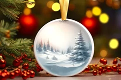 Round Christmas Ornament with Spain Winter Scene PNG Product Image 3