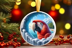 Parrot Smiling Round Ornament Sublimation PNG Product Image 1