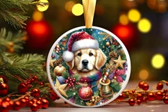 Dog Round Ornament Sublimation PNG Product Image 3
