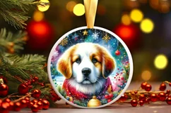 Dog Round Ornament Sublimation PNG Product Image 1