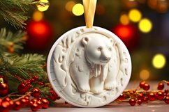 Polar Bear 3D Winter Ornament Sublimation PNG Product Image 3