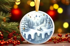 Believe Round Christmas Ornament Sublimation PNG Product Image 1