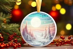 Detailed Christmas Candy Round Ornament Sublimation PNG Product Image 1