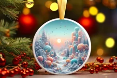 Detailed Christmas Candy Round Ornament Sublimation PNG Product Image 3
