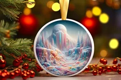 Detailed Christmas Candy Round Ornament Sublimation PNG Product Image 1