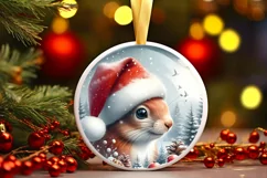 Melting Winter Scene Squirrel Round Ornament Sublimation PNG Product Image 1
