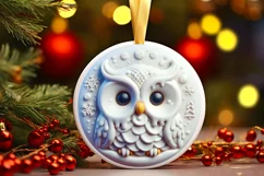 Owl Round Ornament Sublimation PNG Product Image 3