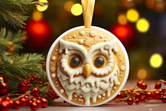 Owl Round Ornament Sublimation PNG Product Image 3