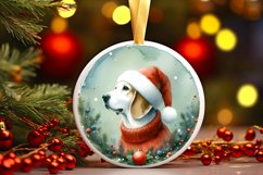 Christmas Dog Round Ornament Sublimation PNG Product Image 3