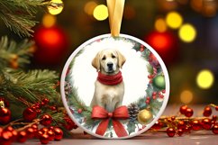 Christmas Dog Round Ornament Sublimation PNG Product Image 1