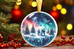 Round Christmas Ornament with Polar Bear PNG Product Image 3