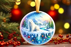 Round Christmas Ornament with Polar Bear PNG Product Image 3