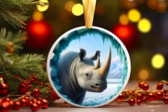 Rhino Smiling Round Ornament Sublimation PNG Product Image 2
