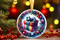 Colorful Watercolor Christmas Gift Round Sticker Product Image 1