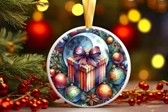 Colorful Watercolor Christmas Gift Round Sticker Product Image 1