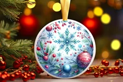 Snowflake Winter Scene Ornament Sublimation PNG Product Image 3