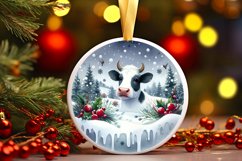 Round Christmas Ornament with Cow PNG Product Image 3
