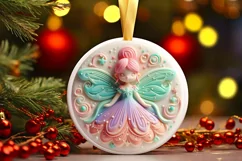 3D Martzipan Pastel Christmas Fairy Ornament Sublimation Product Image 1