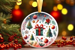 Colorful Gift Christmas Round Ornament Sublimation PNG Product Image 2