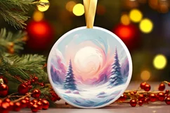 Winter Scene Digital Painting Christmas Ornament Product Image 1