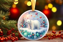 Round Christmas Ornament with Polar Bear PNG Product Image 3