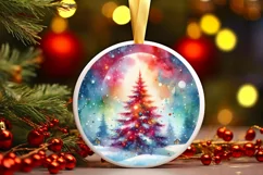 Watercolor Christmas Tree Ornament Sublimation PNG Product Image 3