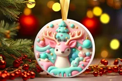 Polar Bear Christmas Deer Ornament Sublimation PNG Product Image 3